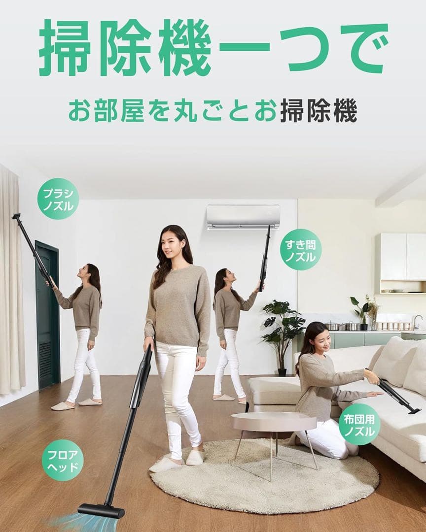 掃除機 コードレス 4500pa 強力吸引 スタンド付き ハンディ スティック