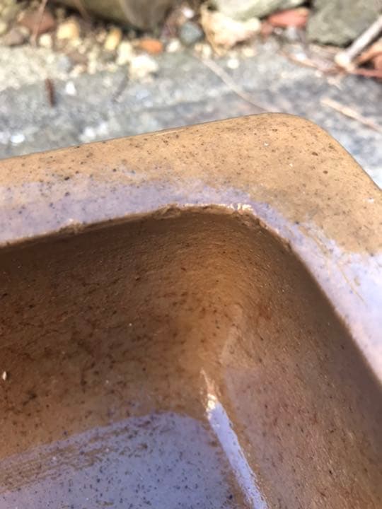 盆栽鉢　④時代銭号長方盆栽鉢黄銅色烏泥