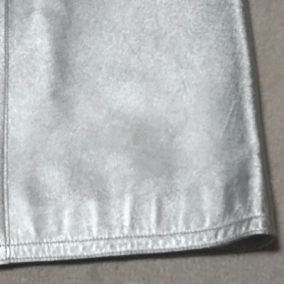 正規品 CHANEL シャネル レザースカート ラムレザー 膝丈 シルバー