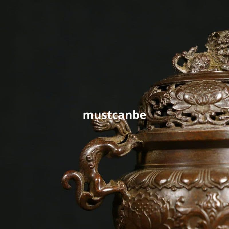 銅器 香炉 チ竜耳三足薫香炉 美品 縁起物 香道具 工芸品 置物