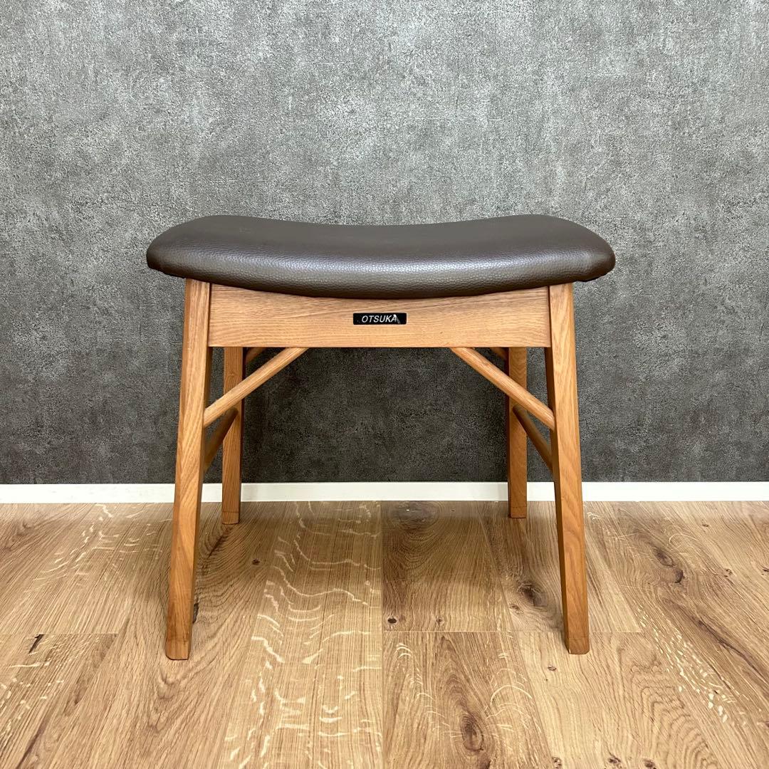 大塚家具 スタッキングスツール オールド家具 レザー シボ革