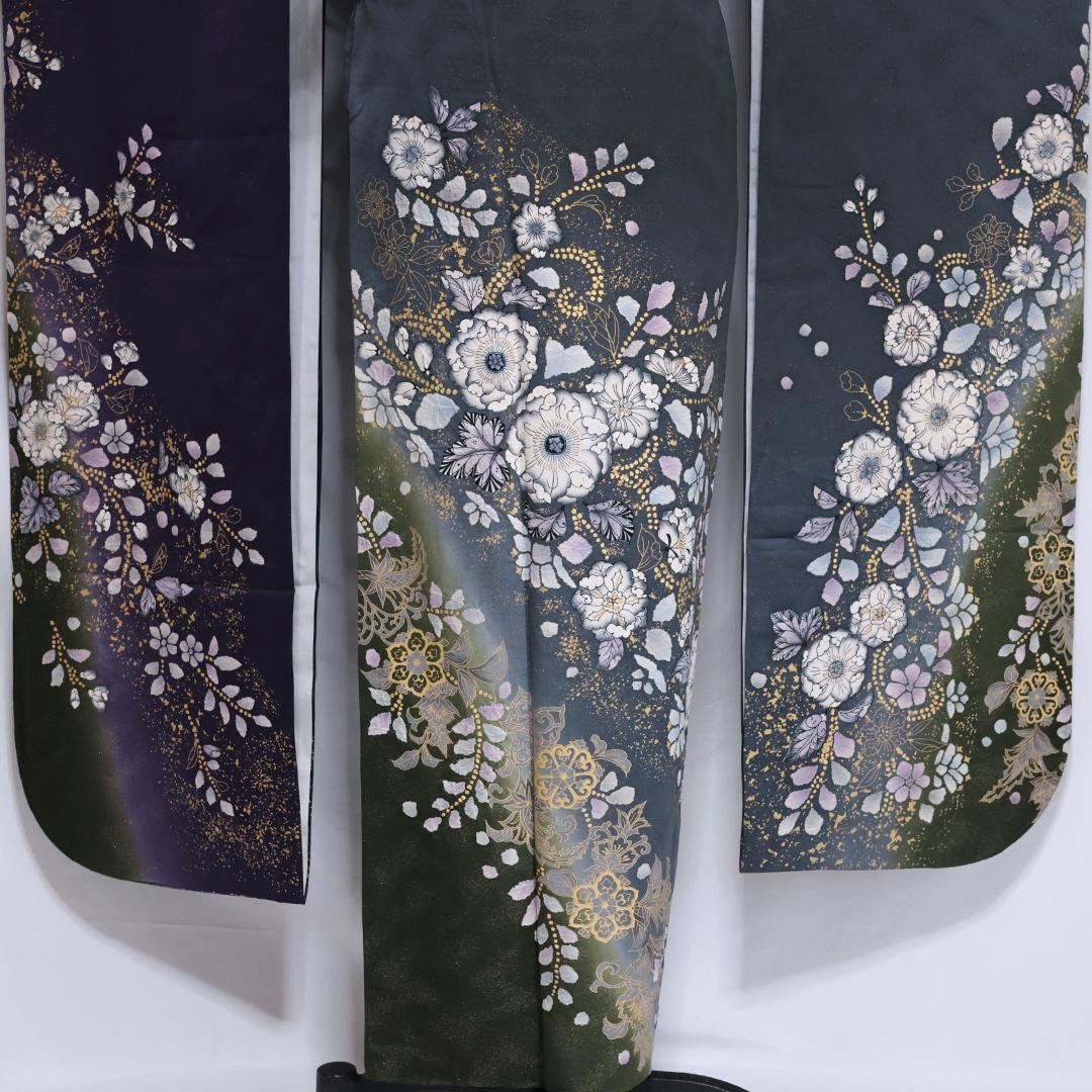 【美品】辻が花振袖7点セットトール丈172.5cm成人式フルセット帯新品KN59
