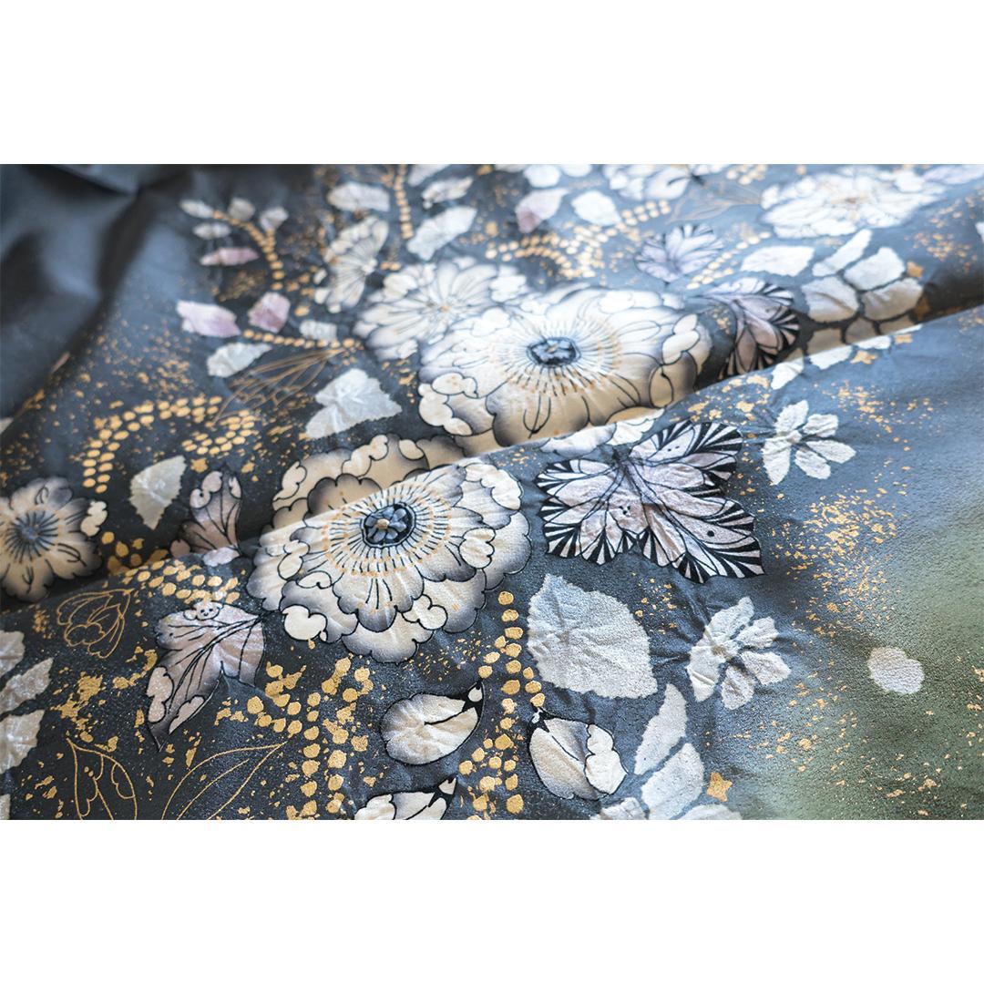 【美品】辻が花振袖7点セットトール丈172.5cm成人式フルセット帯新品KN59