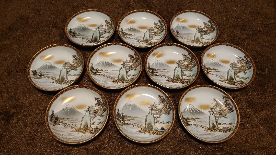 古九谷　九谷焼　明治九谷　金襴手　豆皿　菓子皿　蔵出し　１０客