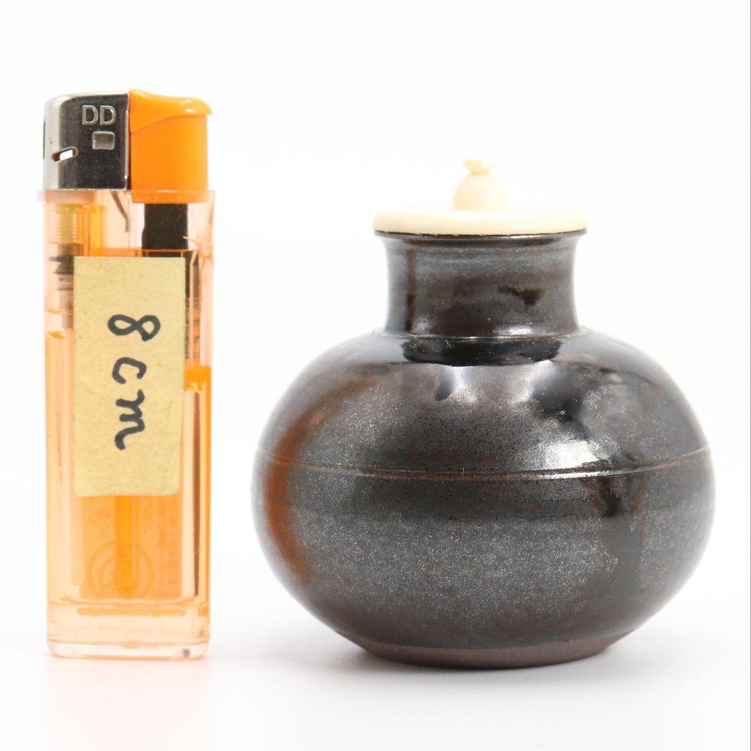 笹田有祥作 摸 唐物大名物 早苗丸壷茶入 宗薫緞子仕覆付 茶道具　V904