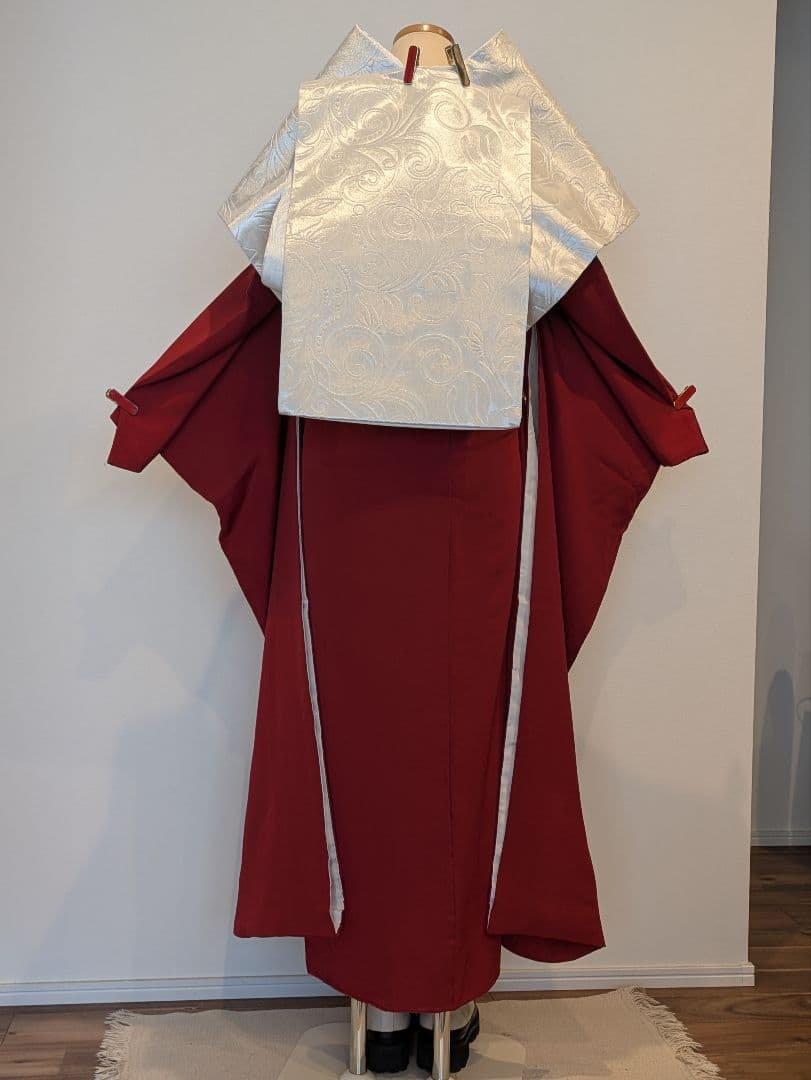振袖フルセット 身丈169裄70.5 ロング丈 赤 色無地振袖 逸品 成人式
