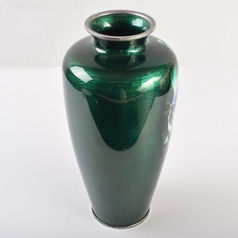 七宝焼　安藤七宝店　透釉　藤文　花瓶　M　R9142