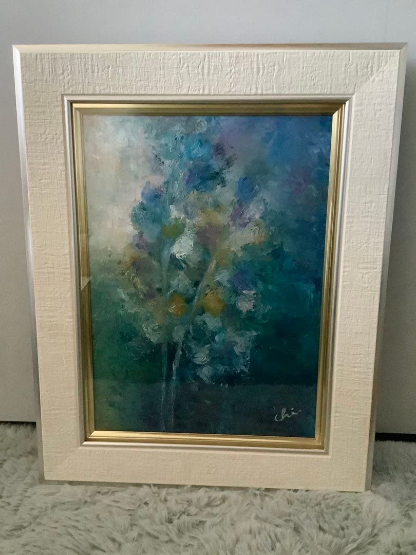 油画 タイトル『花の生まれる日』　F4 ※額装込み