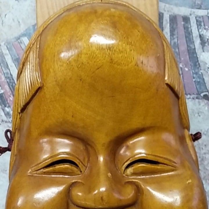 木彫り　お面　おかめ　工芸品　美術品　レトロ