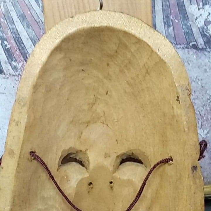 木彫り　お面　おかめ　工芸品　美術品　レトロ