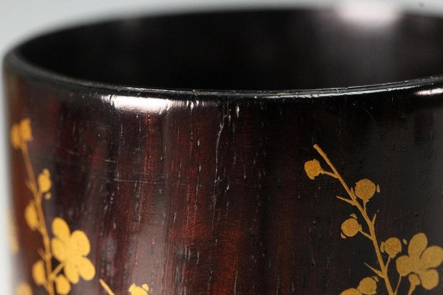 茶道具 紫檀 草花蒔絵 茶入 美品(K-BB517)