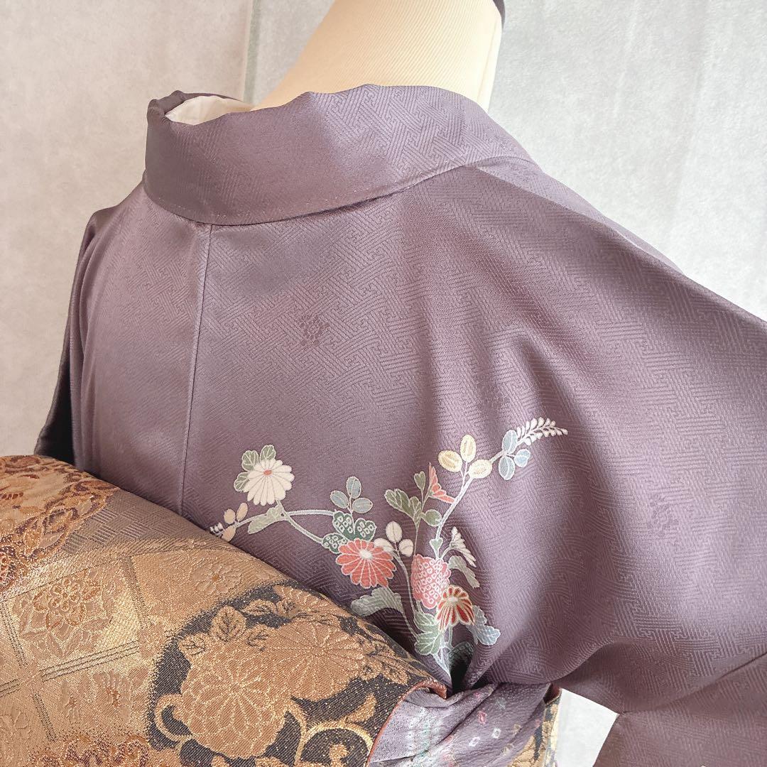 訪問着　フルセット　着物　正絹　卒業式　入学式　金駒刺繍　藤色雅花　G15