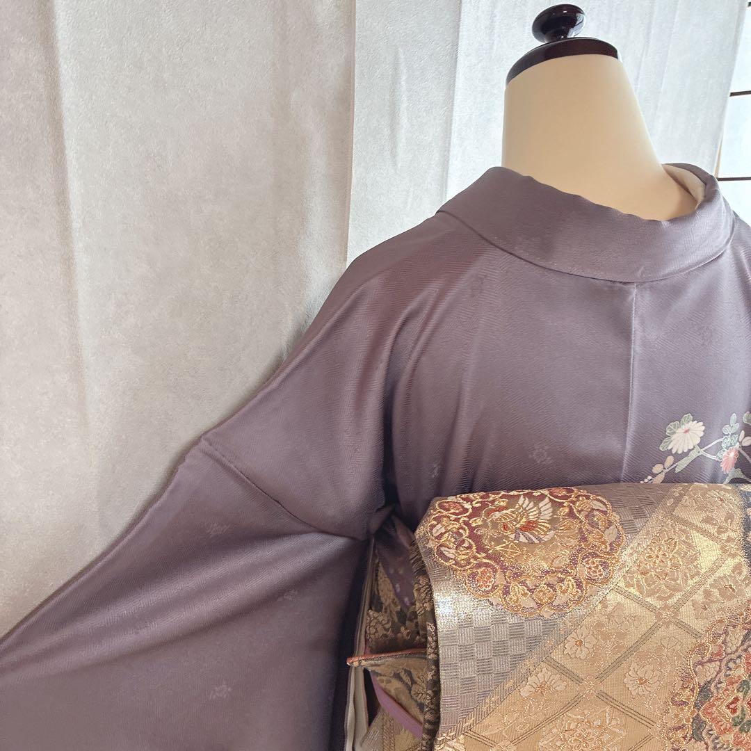 訪問着　フルセット　着物　正絹　卒業式　入学式　金駒刺繍　藤色雅花　G15