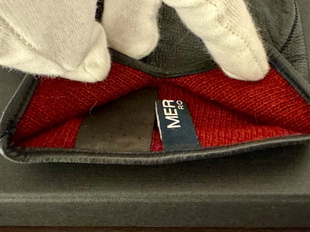 メローラ スマホタッチ 手袋 ナッパ紺/カシミア赤 サイズ8