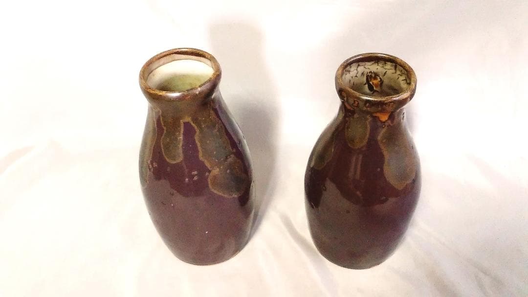 【 宮川香山 窯変釉双花生 】　真葛焼 　明治後期～昭和初期