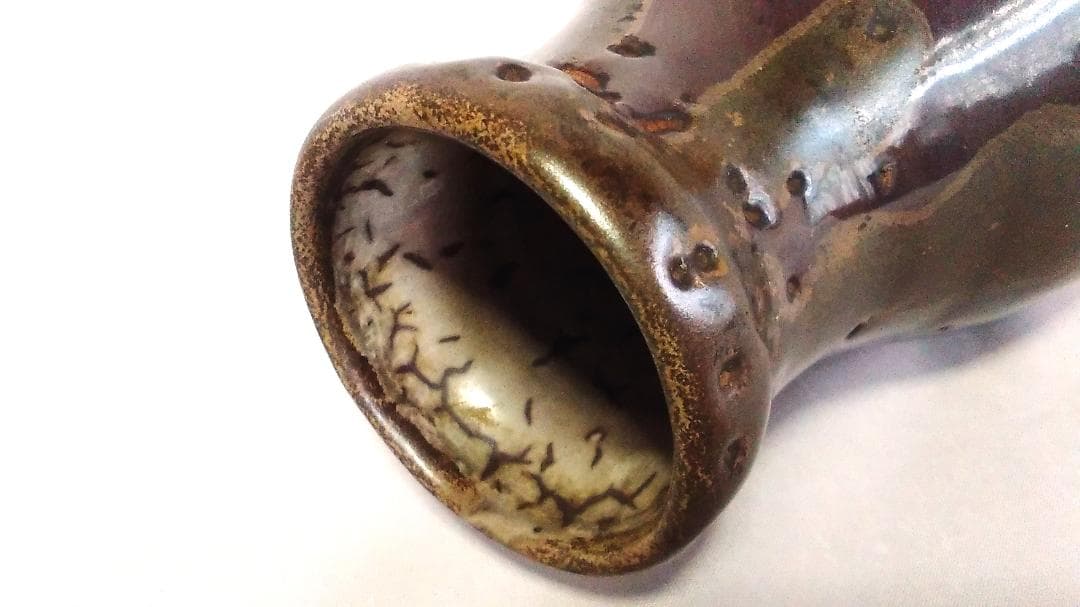 【 宮川香山 窯変釉双花生 】　真葛焼 　明治後期～昭和初期