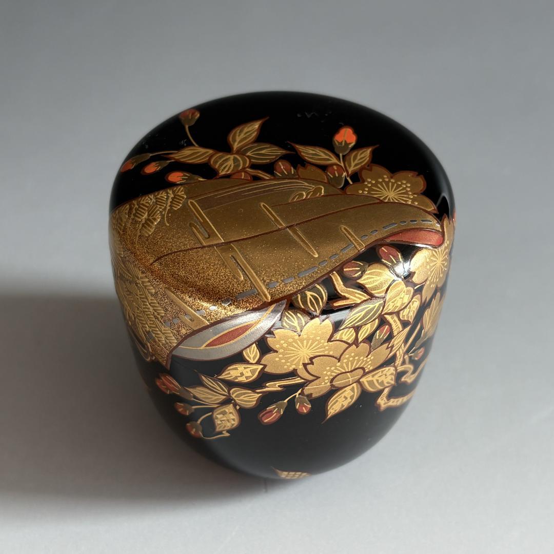 高林吟月　袖二桜蒔絵　棗　薄茶器　茶道具