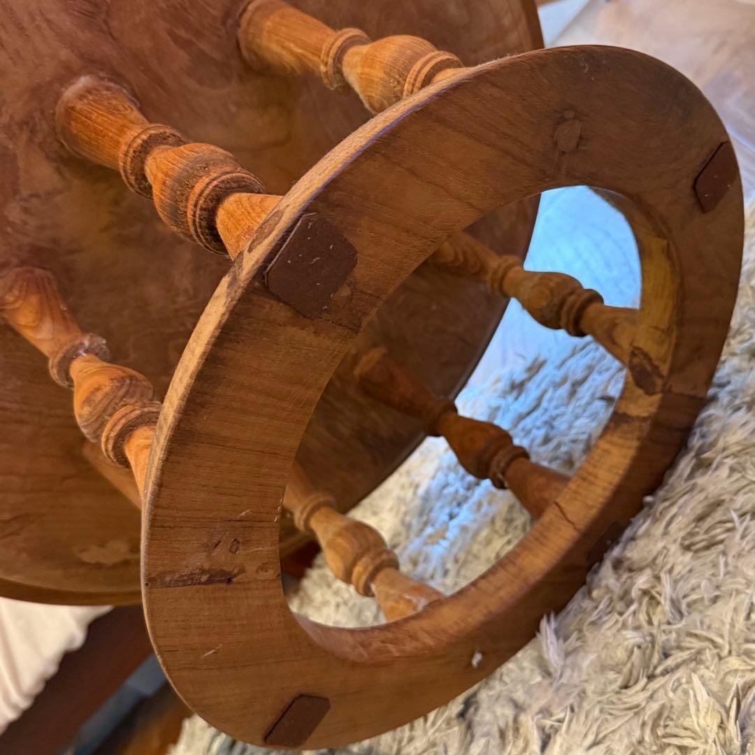 4/26までアンティーク1点もの木製円形座卓