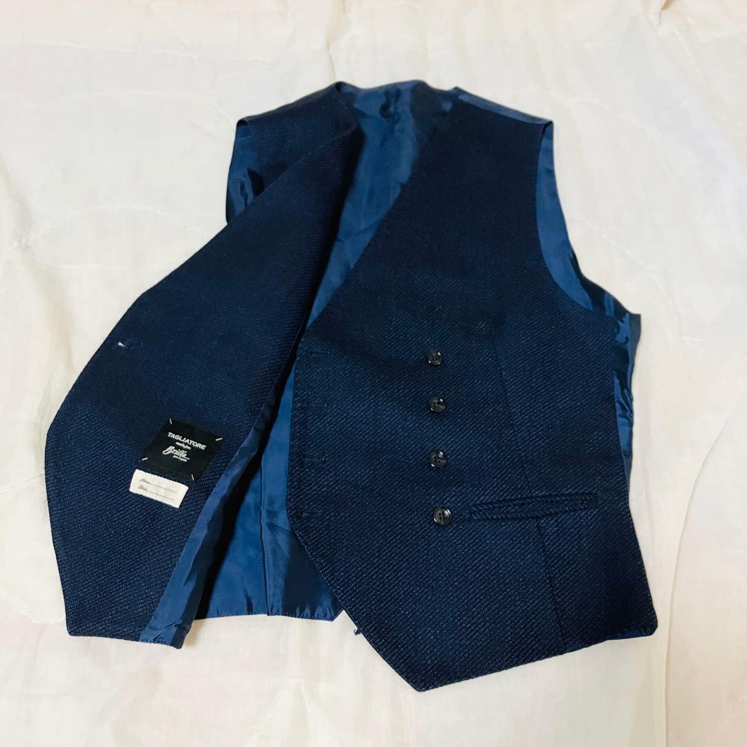 美品　TAGLIATORE　BEAMS　ウールダブルジレ　ネイビー　44
