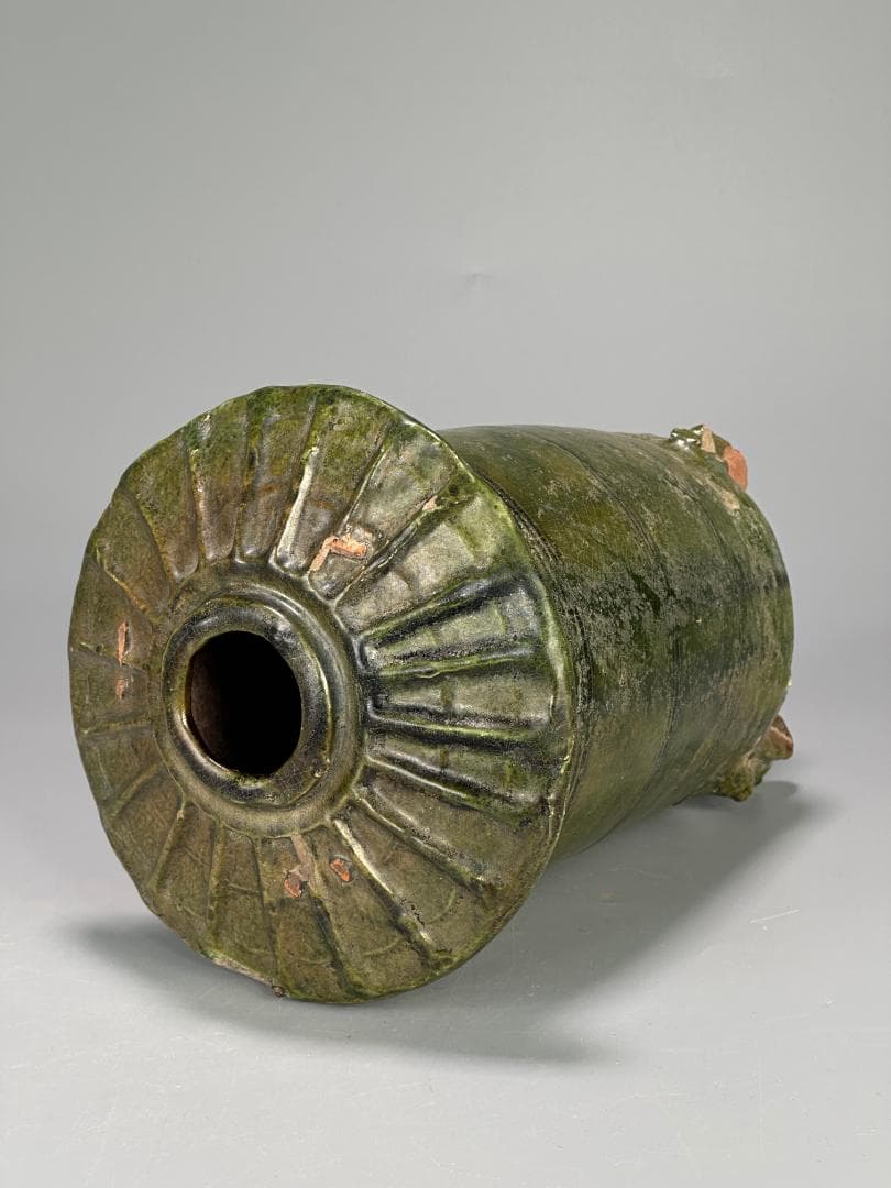 中国古代美術　東漢　漢時代　緑釉陶倉　穀倉形器　三足　出土古陶　唐物　古物保証
