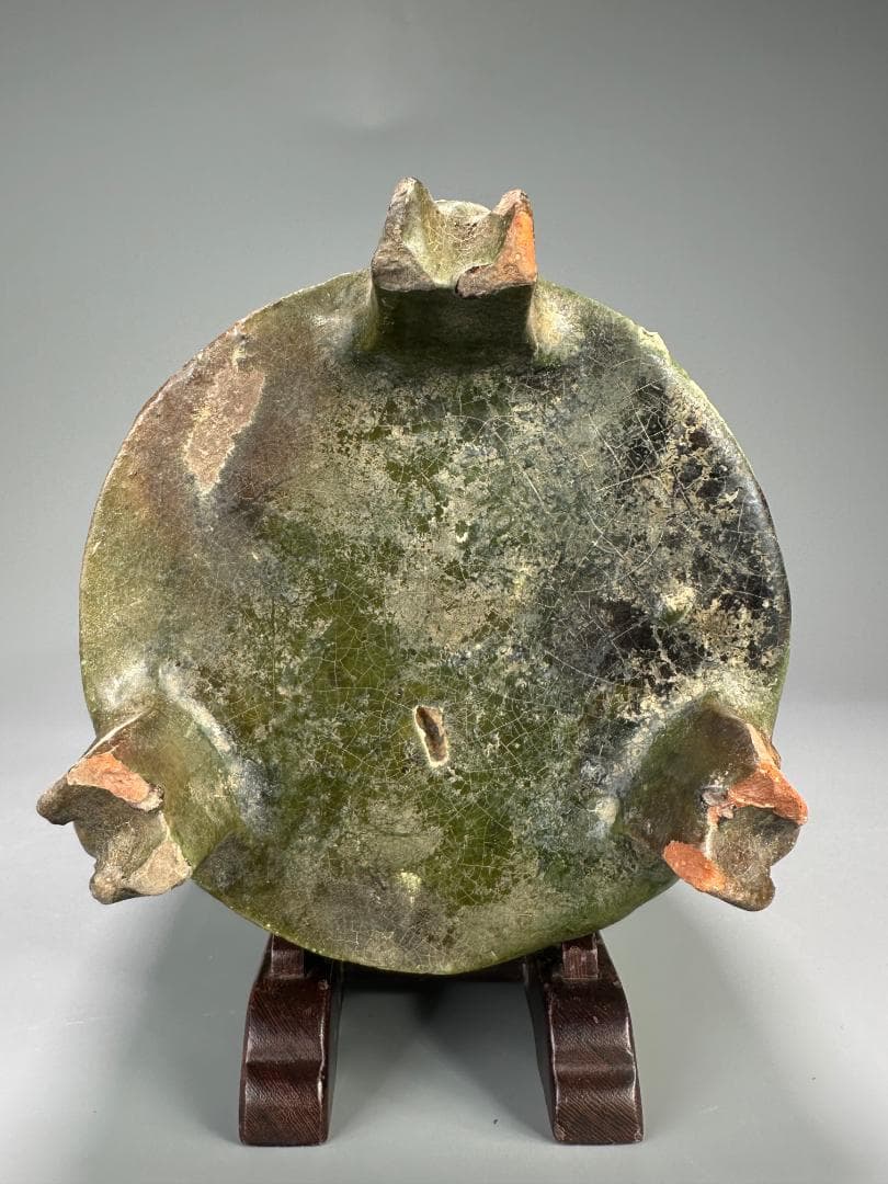 中国古代美術　東漢　漢時代　緑釉陶倉　穀倉形器　三足　出土古陶　唐物　古物保証