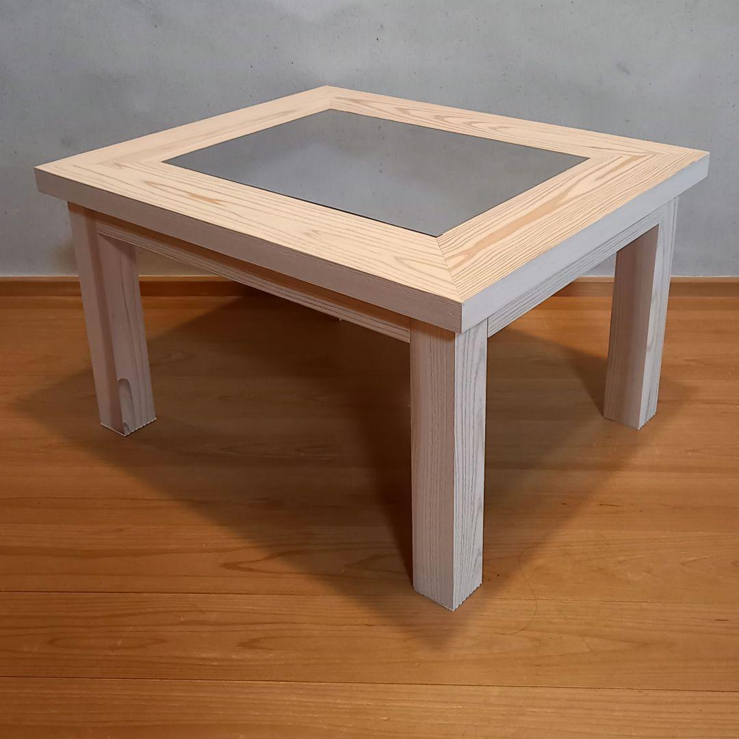 限定品　国産杉　無限ブラックホール　コーヒーテーブル　ホワイト　ローテーブル