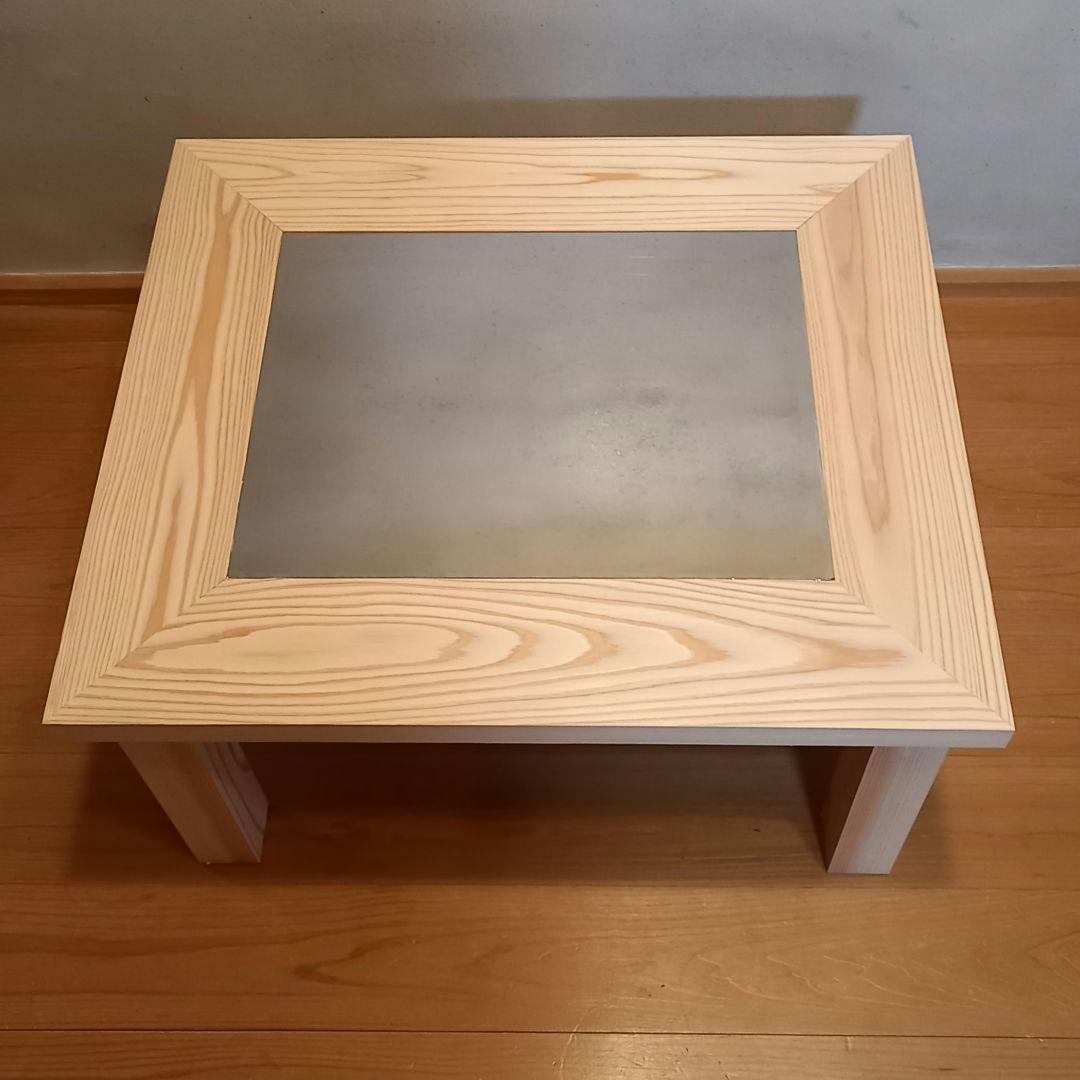 限定品　国産杉　無限ブラックホール　コーヒーテーブル　ホワイト　ローテーブル