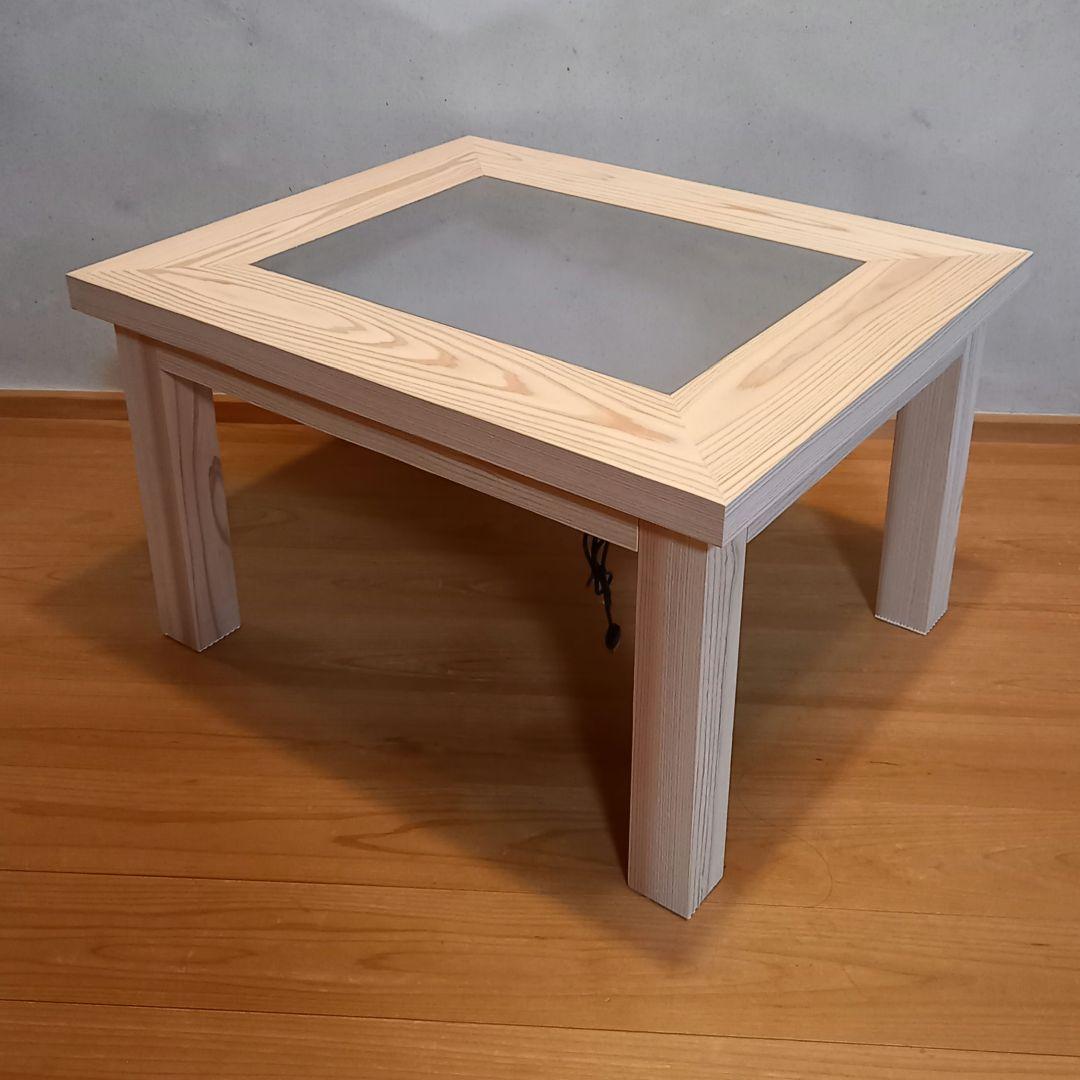 限定品　国産杉　無限ブラックホール　コーヒーテーブル　ホワイト　ローテーブル