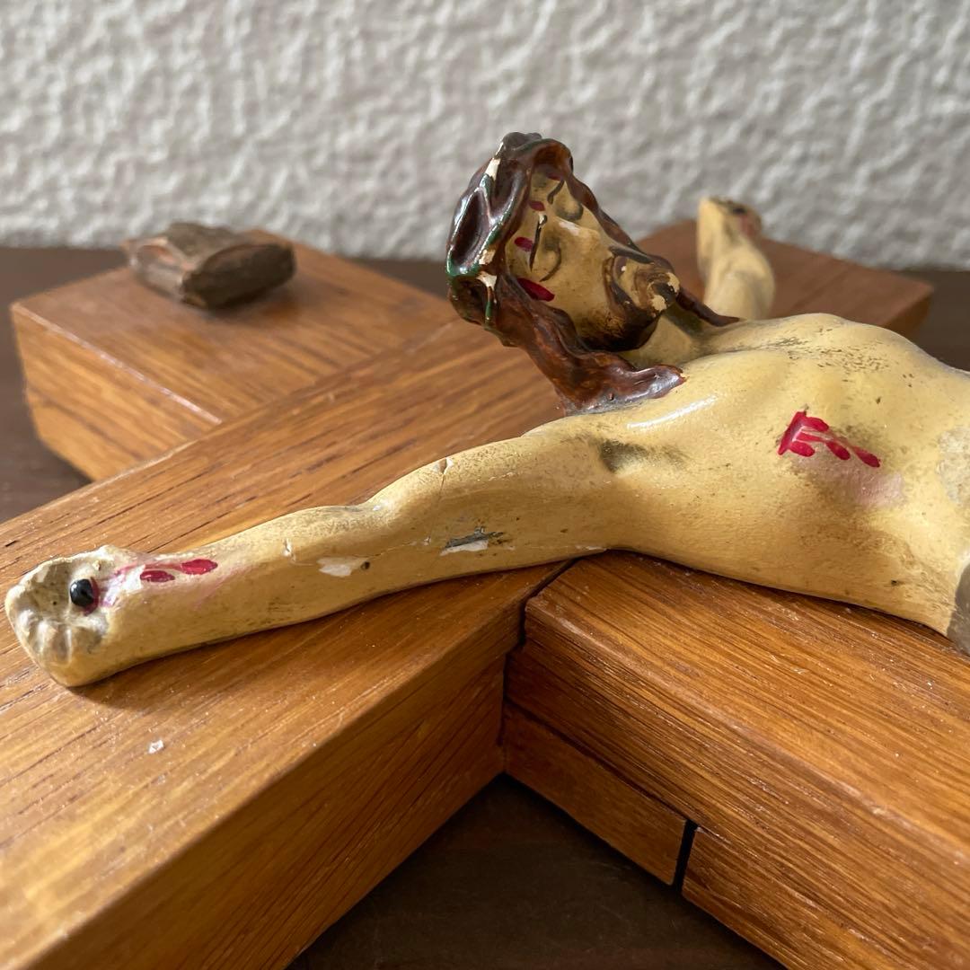 アンティーク 木製 十字架 クロス キリスト教 クロイツ キリスト像