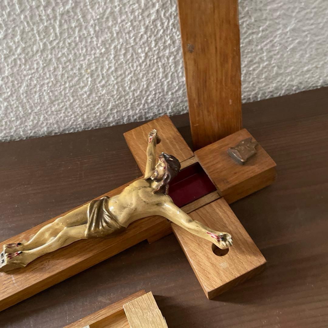 アンティーク 木製 十字架 クロス キリスト教 クロイツ キリスト像