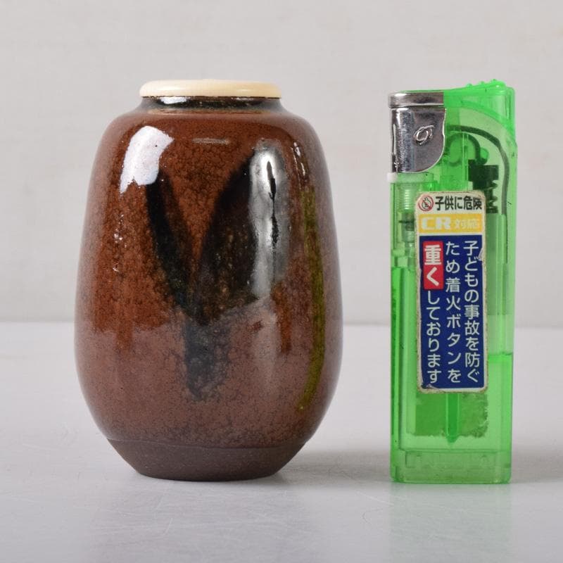 茶道具　平安　笹田有祥作　摸　六祖　茶入　仕覆付　共箱　V　7870