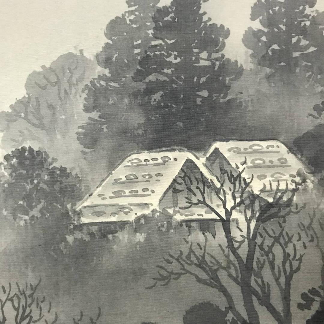 【真作】秀苑/山水図/横物/掛軸/名家伝来/AB-748