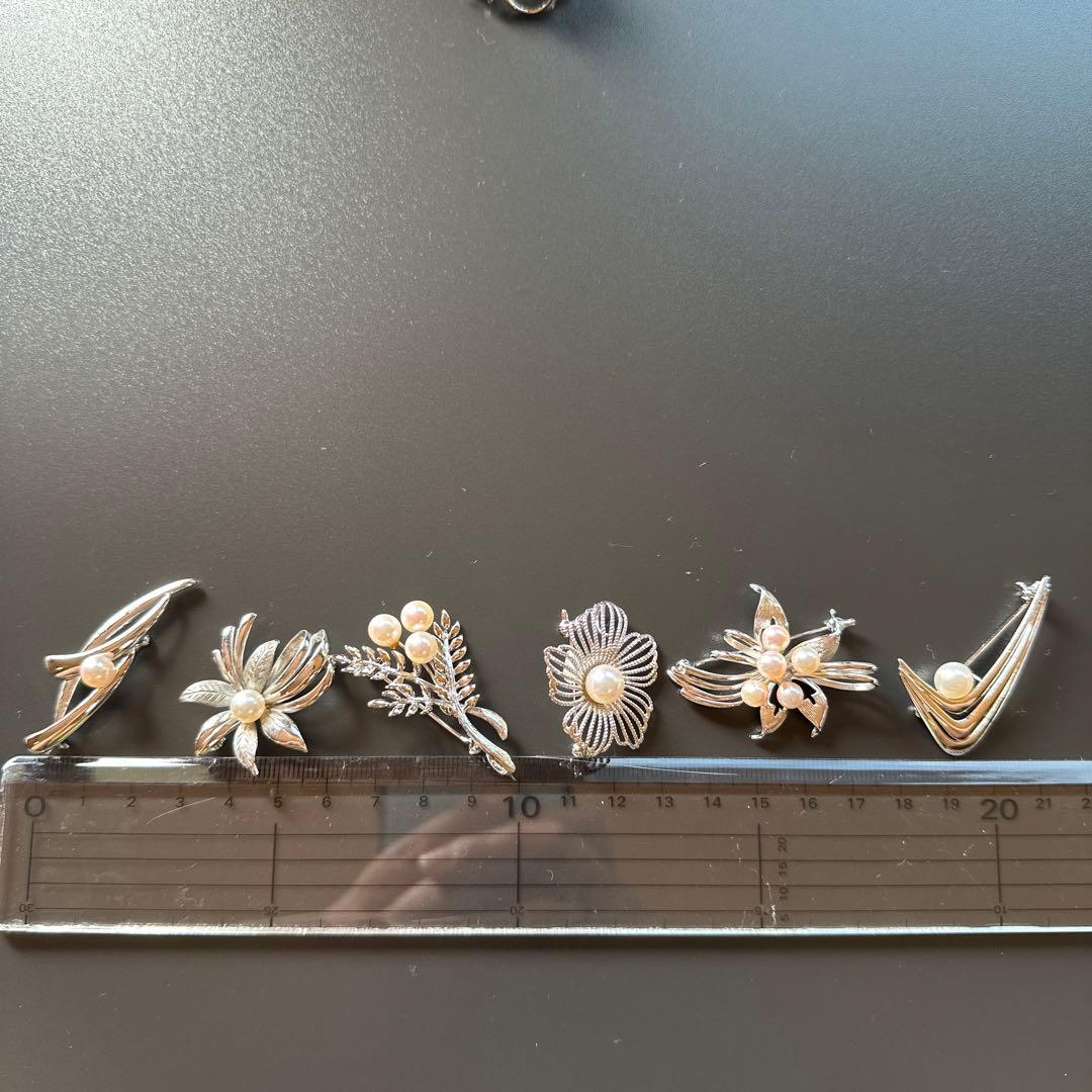 【vintage】田崎真珠含む　シルバー製　パールブローチ　6点　まとめ売り