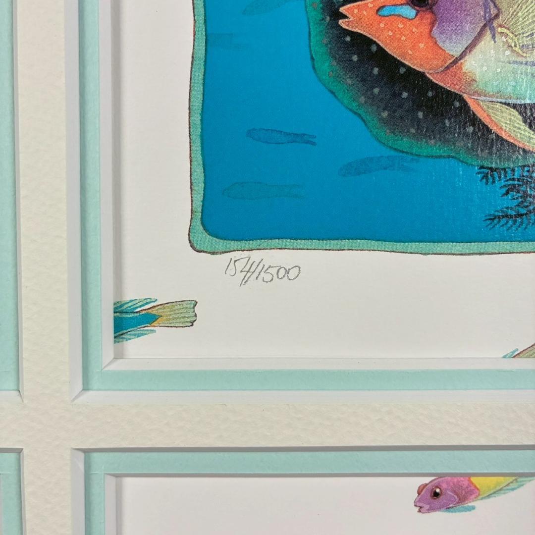 ジョアン・フック「サンゴ礁と熱帯魚」リトグラフ4点 直筆サイン入 額縁入