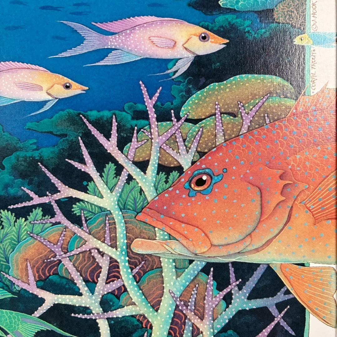 ジョアン・フック「サンゴ礁と熱帯魚」リトグラフ4点 直筆サイン入 額縁入