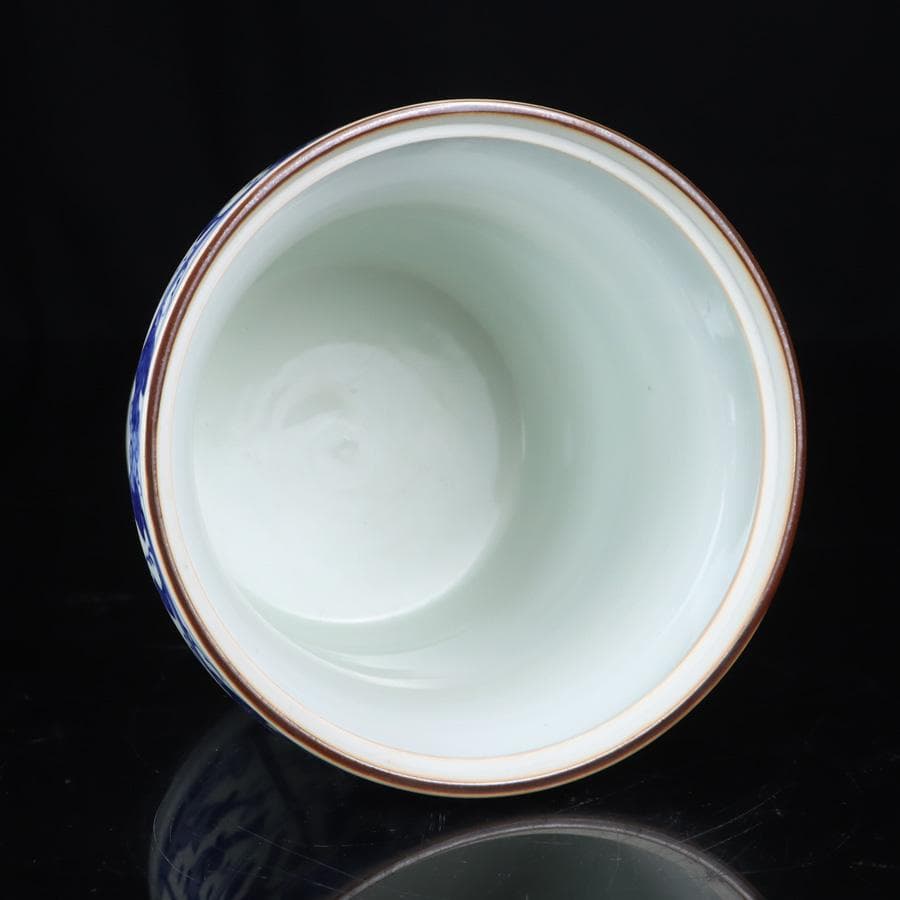 Y2842-2 茶道具 平安 高野昭阿弥 染付 水指 共箱　#5