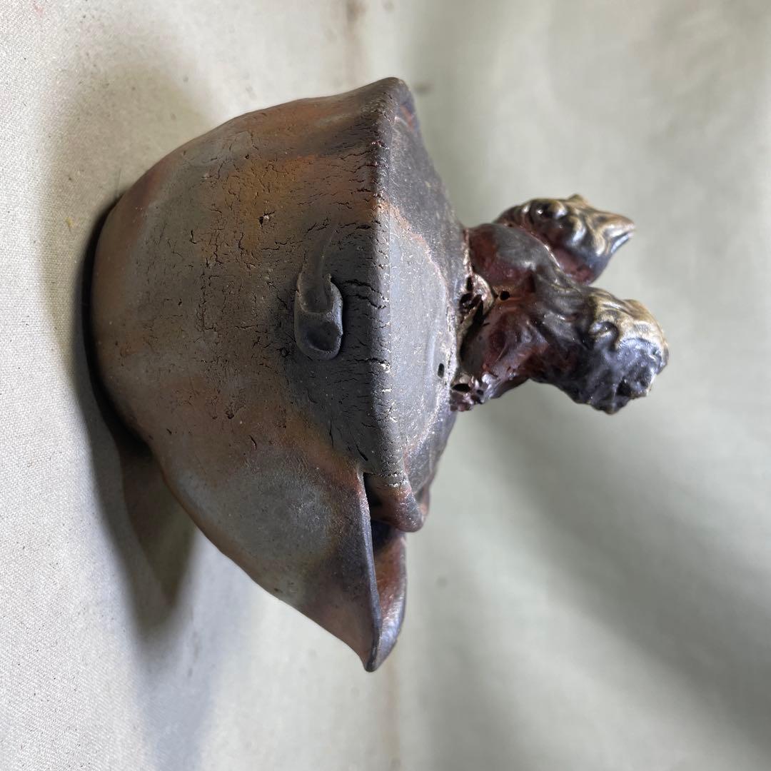 備前焼　備前手造り龍宝瓶　獅子宝瓶 在銘 ２点セット 煎茶器 急須 煎茶道具