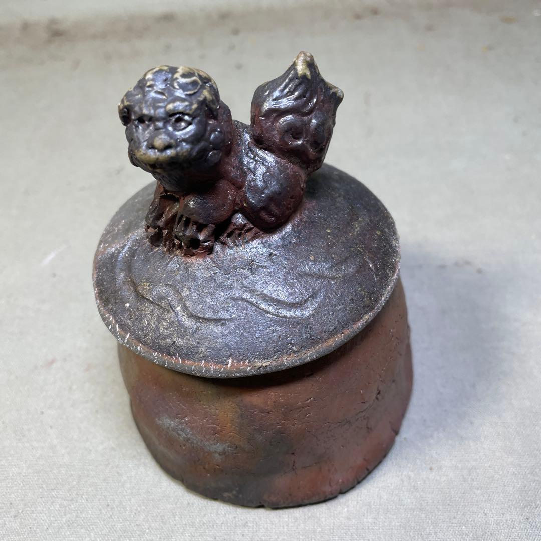 備前焼　備前手造り龍宝瓶　獅子宝瓶 在銘 ２点セット 煎茶器 急須 煎茶道具