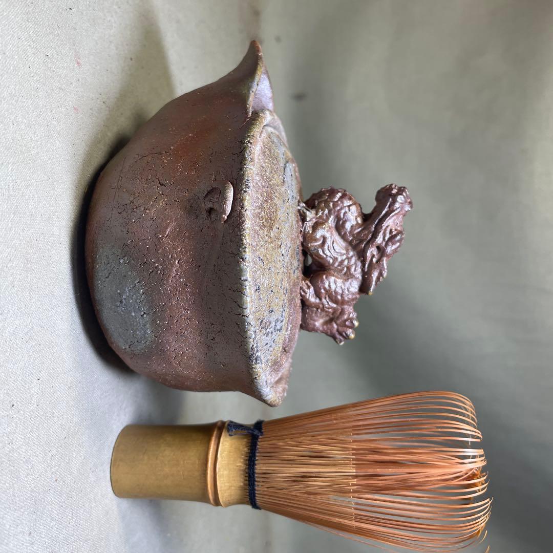 備前焼　備前手造り龍宝瓶　獅子宝瓶 在銘 ２点セット 煎茶器 急須 煎茶道具