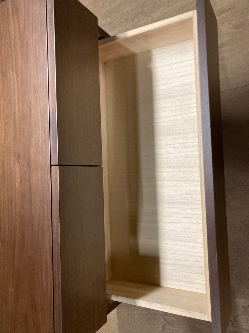 美品・廃盤希少★無印 木製チェスト4段・ワイド・ウォールナット材