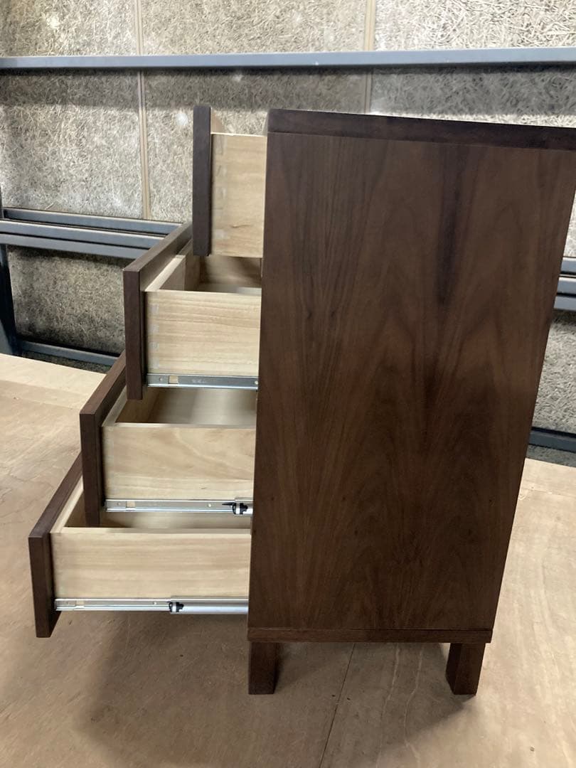 美品・廃盤希少★無印 木製チェスト4段・ワイド・ウォールナット材