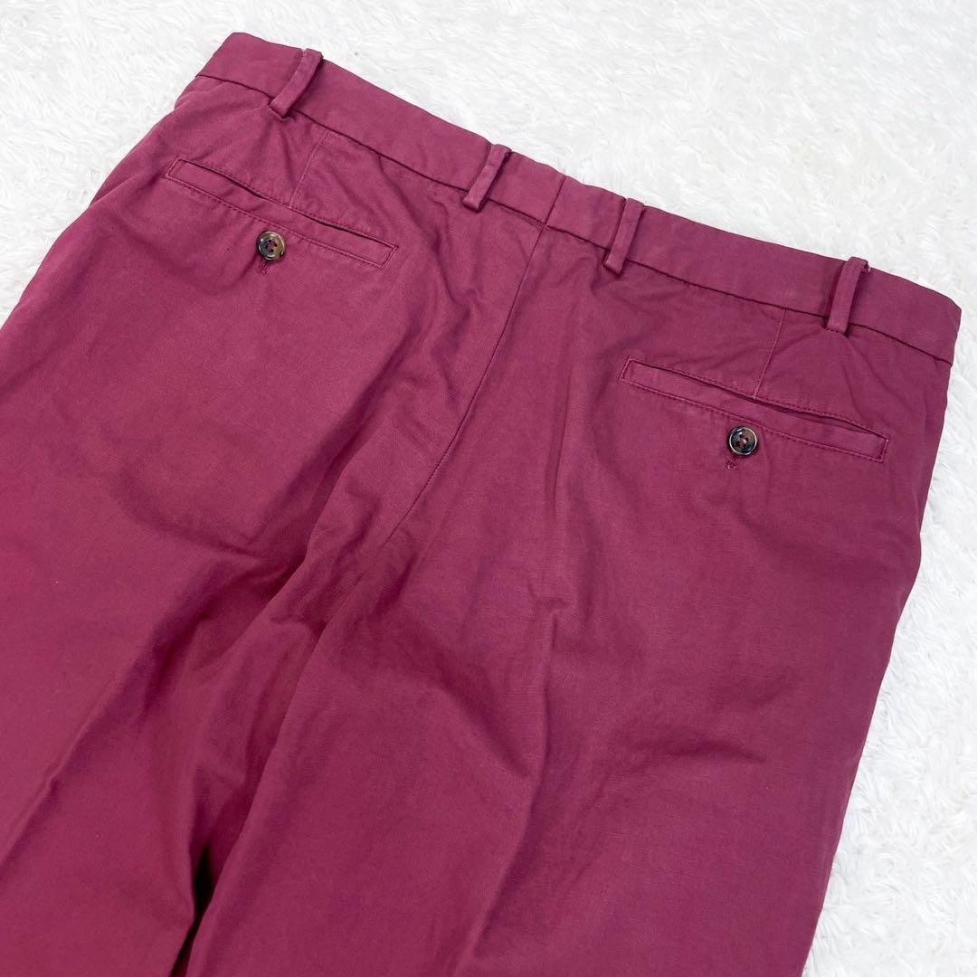極美品！ ロロピアーナ リネン×コットン パンツ 最高級 ボルドー 50 XL