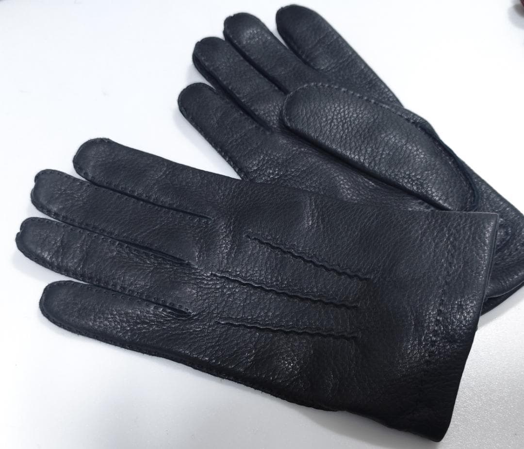 X新品 DENTS デンツ 紳士 レザーグローブ サイズ8.5 鹿革黒　カシミヤ