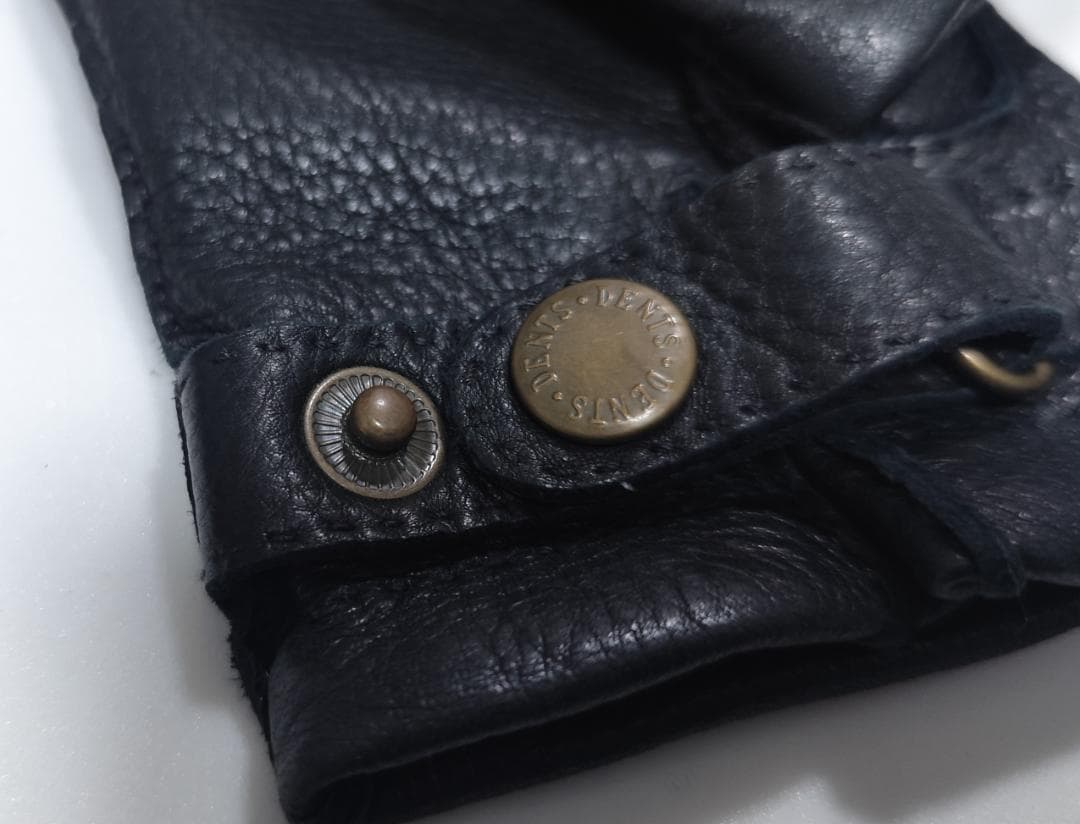 X新品 DENTS デンツ 紳士 レザーグローブ サイズ8.5 鹿革黒　カシミヤ