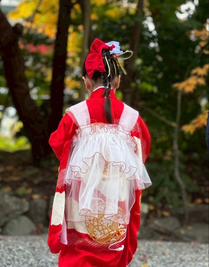 七五三　女の子アンティーク着物、被布、草履、足袋セット