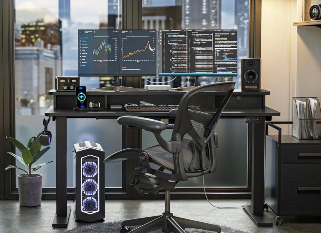 FEZIBO 昇降デスク スタンディングデスク 120cm 電動昇降式 上下昇降