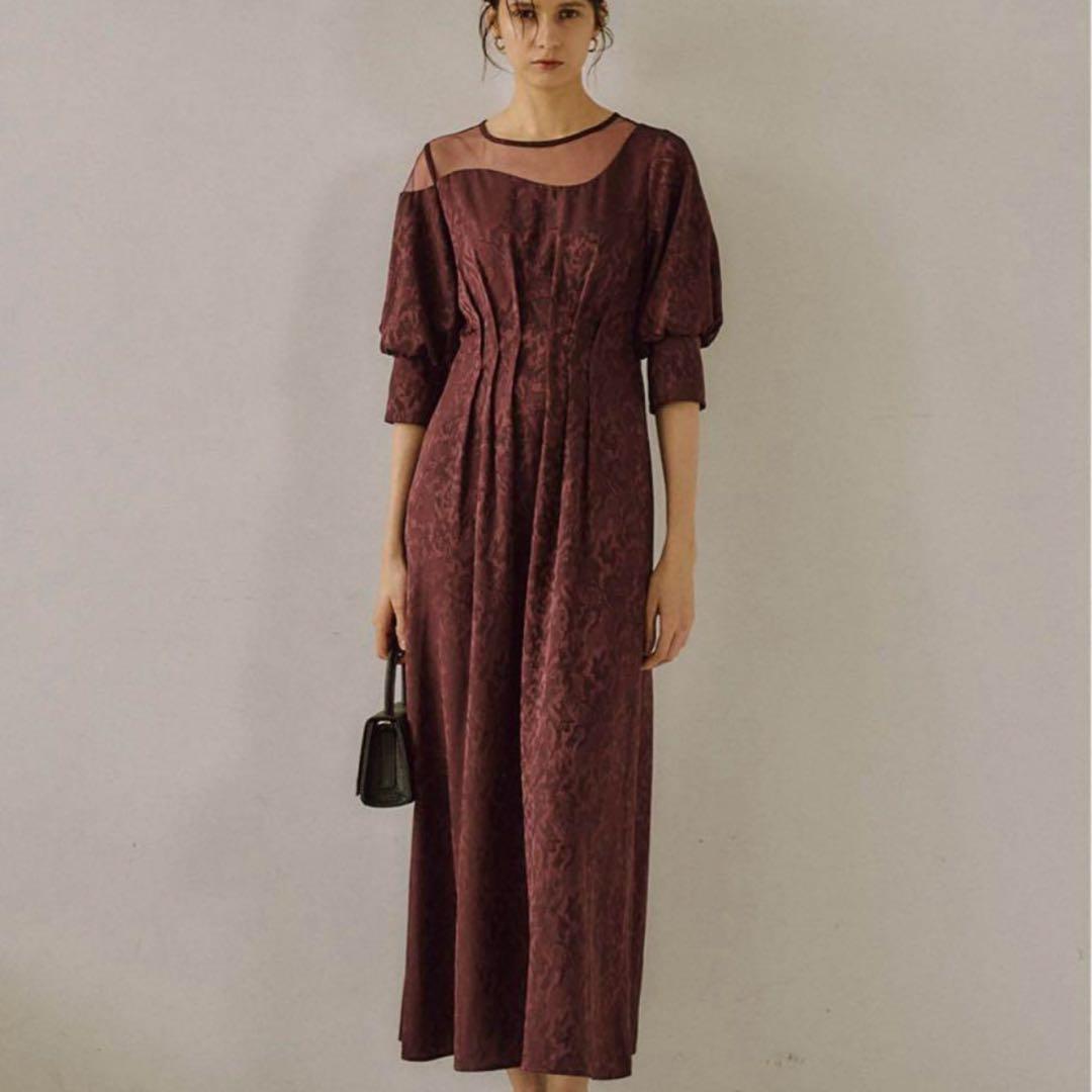 LE'RURE Meandering waist tuck flare ドレス