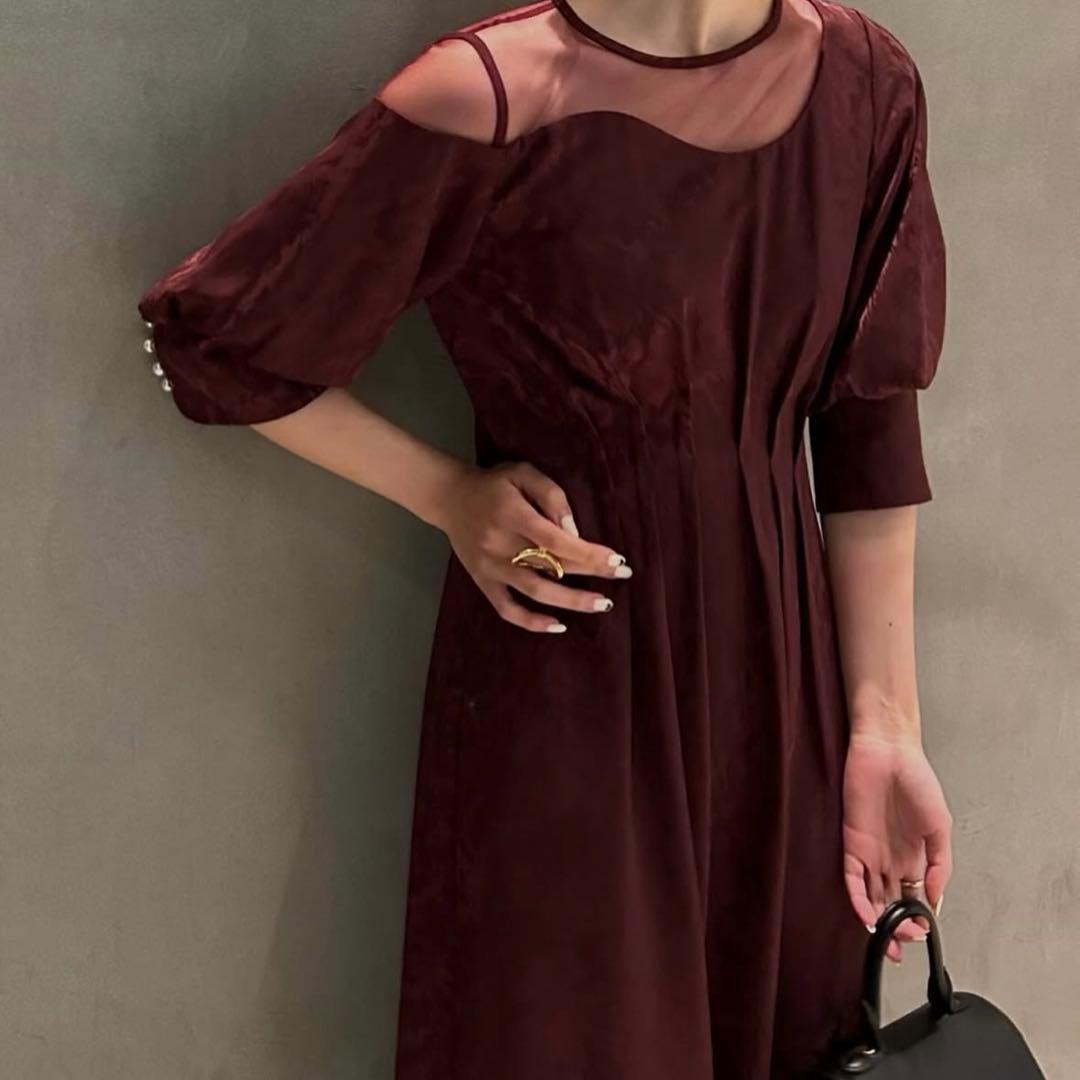 LE'RURE Meandering waist tuck flare ドレス