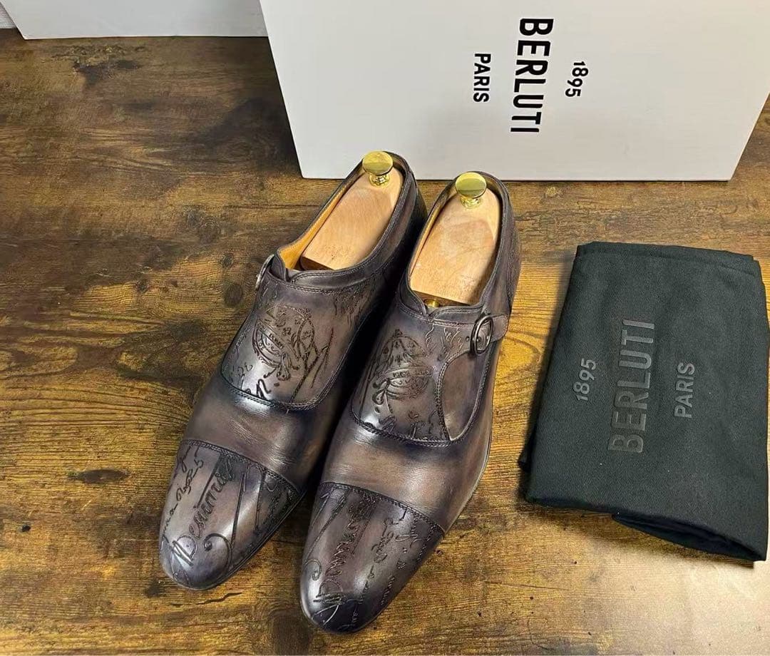 52万 極美品 Berluti シングルモンクストラップ レザー シューズ 10