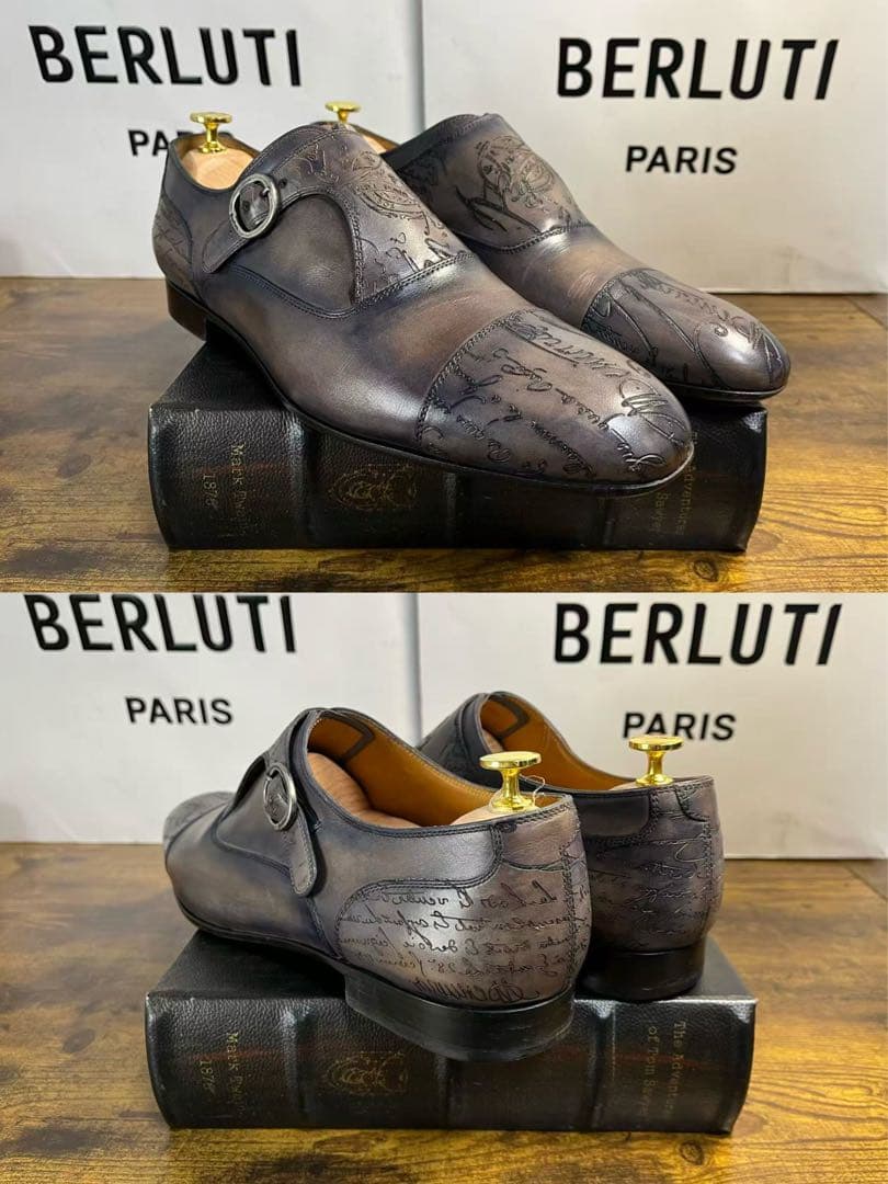 52万 極美品 Berluti シングルモンクストラップ レザー シューズ 10